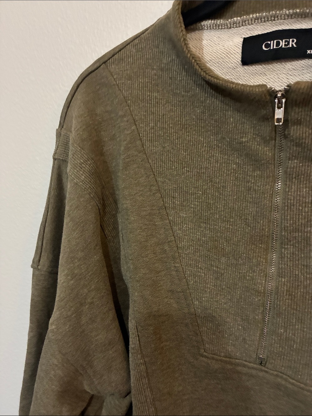 Cider Cropped Olive Half-Zip Sweatshirt - Picture 4 of 6